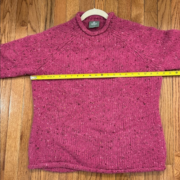 Aran Woollen Mills Brackloon Tweed Roll neck Sweater Pink 100% Wool Size Large - Picture 11 of 15